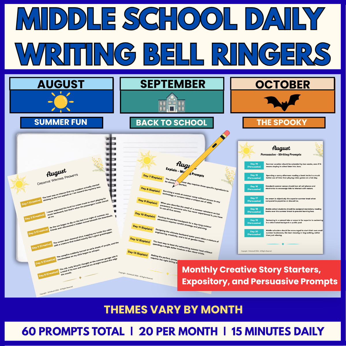Middle School ELA fall writing resource